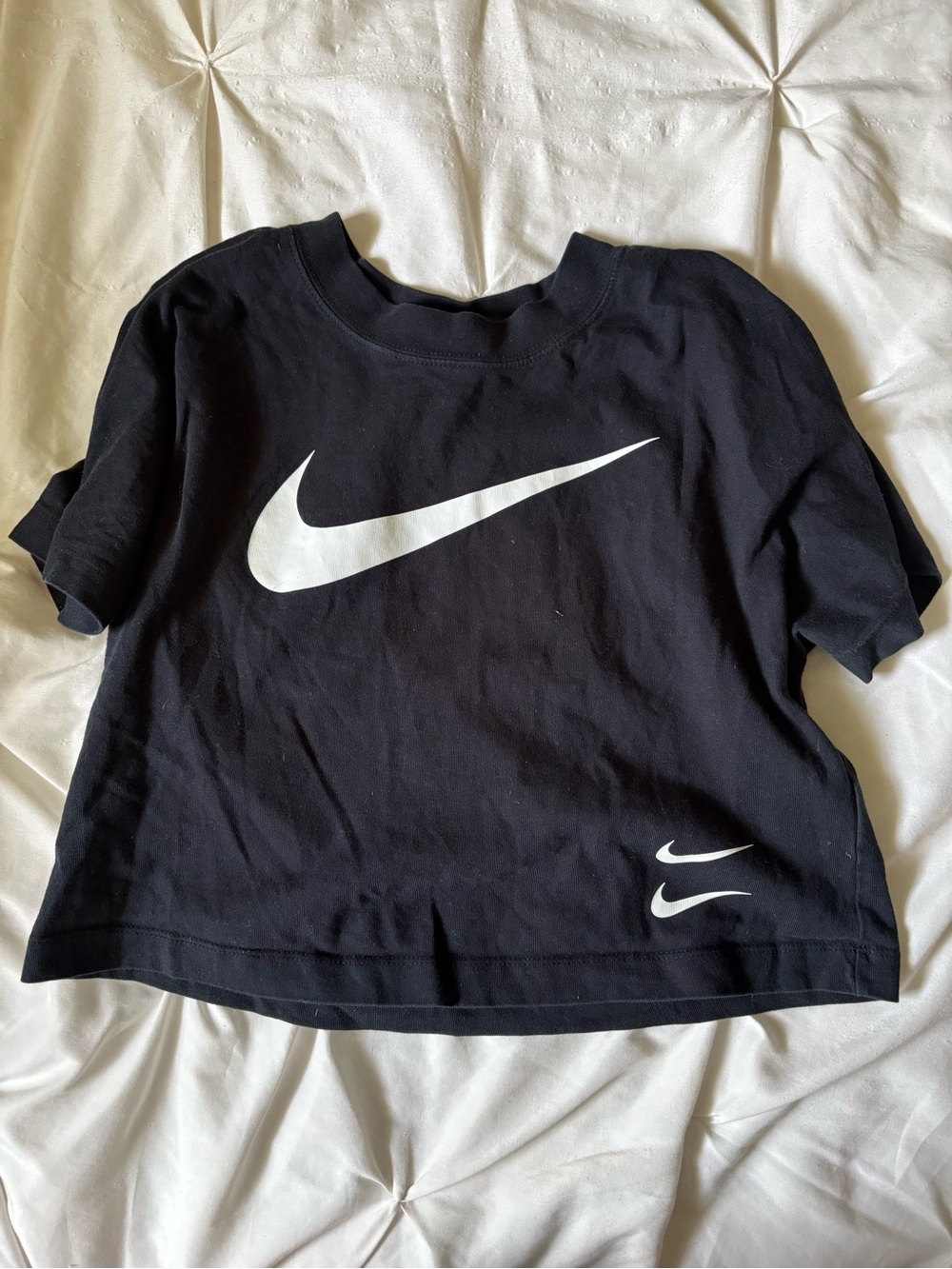 Nike Black Tee with White Swoosh Logo